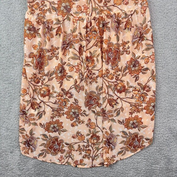 Torrid 1X Babydoll Tunic Top Orange Brown Floral Hi Low Boho Blouse - Picture 14 of 16
